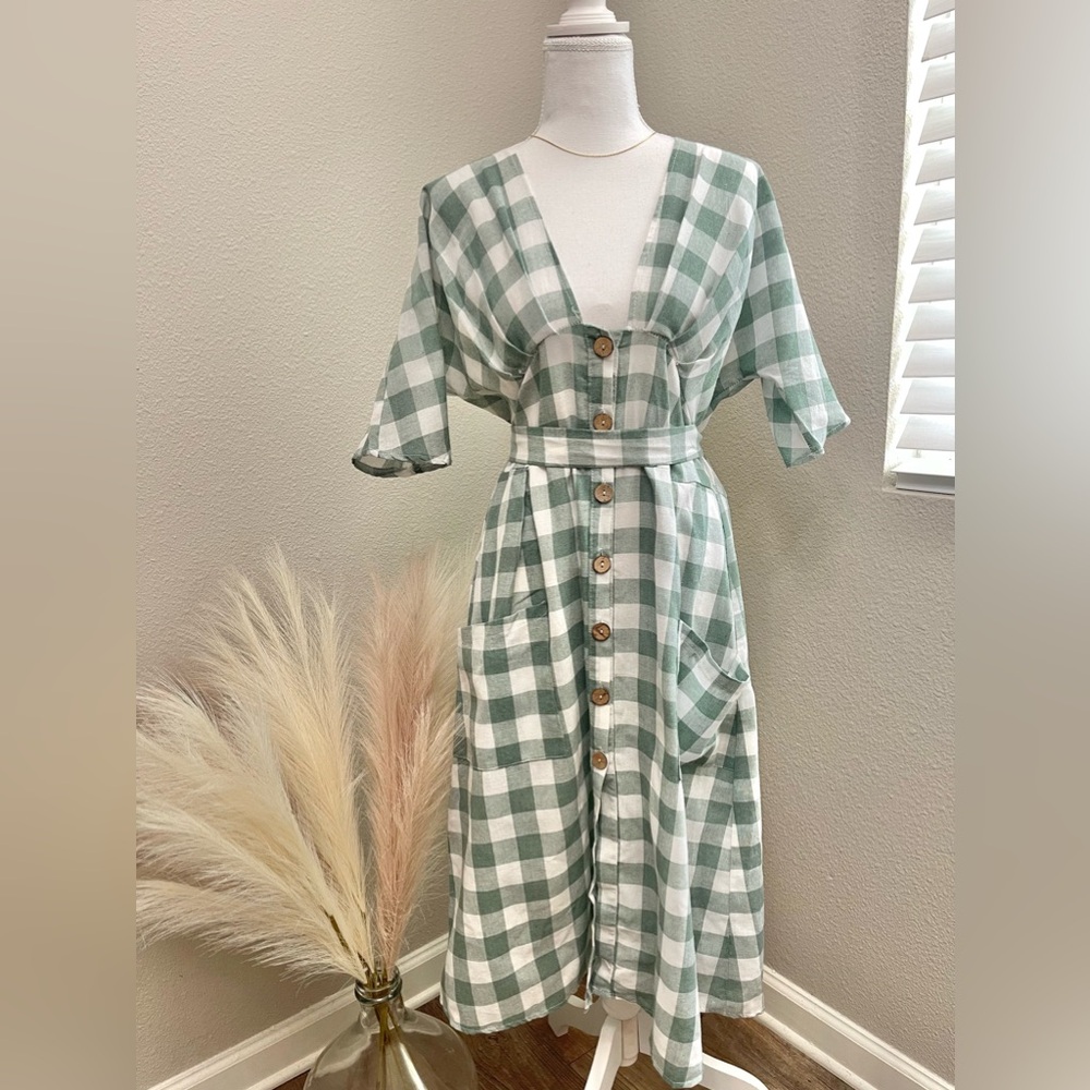 Cottagecore Garden Party Checkered Dress